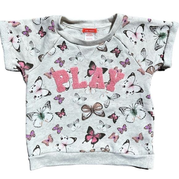 Joe Fresh Girls Short Sleeve Butterfly Tee Shirt Size  5T - Picture 1 of 4